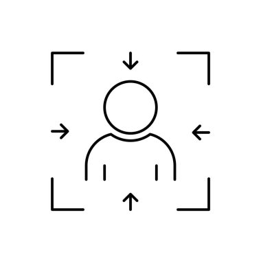 Müşteri simgesi, müşteri merkezli çizgi vektörüne odaklan