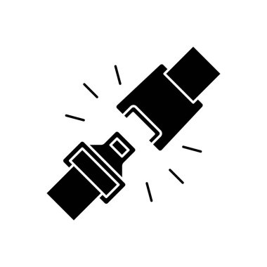 Emniyet kemeri ikonu. Emniyet kemeri vektör çizimi. Kemerlerinizi bağlayın. Güvenli ulaşım resimli programı. Emniyet kemeri takılı sürücü koruması kavramı.