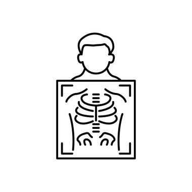 X-ray, tıbbi teşhis adamı vektör çizgisi simgesi, işaret, arkaplanda illüstrasyon