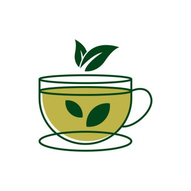 Logo tasarımı için doğal yeşil çay fincanı