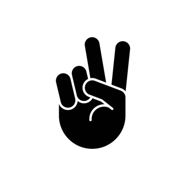 Hand gesture V sign for victory or peace flat vector icon for apps and websites