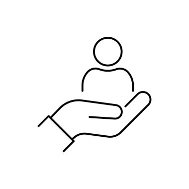 Özet Müşteri Tutma ikonu. bakım müşterisi, toplam kapsayıcı hizmet, beyaz arkaplanda çizgi sembolü - düzenlenebilir felç vektör illüstrasyonu eps10