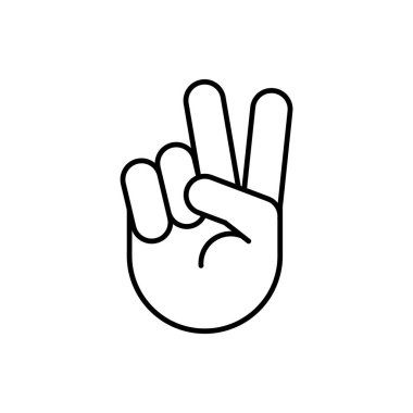 Zafer ya da barış sembolü için V işareti. Uygulamalar ve web siteleri için basit taslak biçimi. Beyaz arkaplanda vektör illüstrasyonu. EPS 10