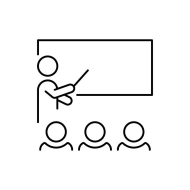 Beyaz arkaplanda izole edilmiş çalışma simgesi, atölye doğrusal işareti - düzenlenebilir vektör illüstrasyonu eps10