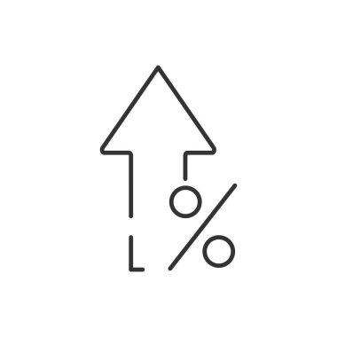 Satır ikonu. Yüzde, ok, büyüme. Bankacılık kavramı. Yatırım, faiz oranı, finans gibi konularda kullanılabilir