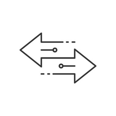 Okları ana hat simgesine aktar. Mobil konsept ve web tasarımı için doğrusal biçim işareti. Sol sağ oklar basit çizgi vektör simgesi. Sembol, logo illüstrasyonu.