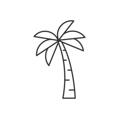 Palmiye ağacı vektör çizgisi düz biçim tasarımı beyaz arkaplan üzerinde izole