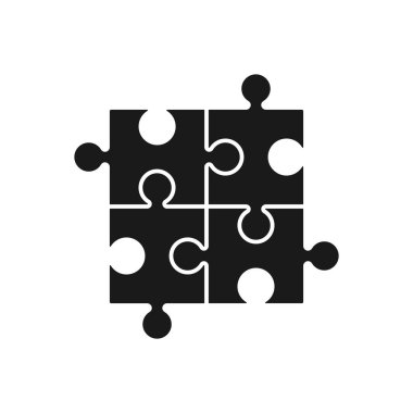 Bulmaca simgesi vektörü, düz tabela, beyaz üzerine izole edilmiş katı resim. Eklenti sembolü, logo illüstrasyonu.