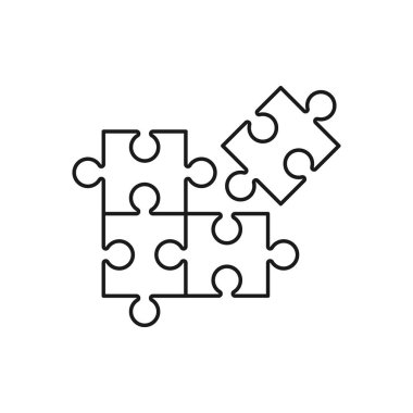 Bulmaca simgesi, basit vektör tasarımı doğrusal simgesi. Düzenlenebilir vuruşlu satır