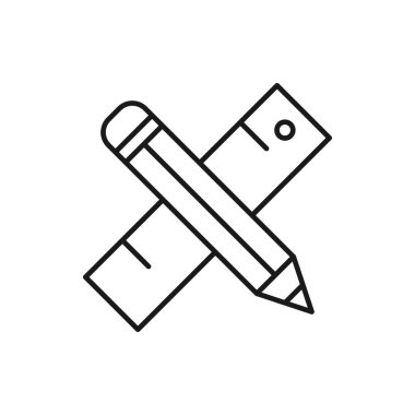 Mimarlık simgesi. Web tasarımı veya mobil uygulama için tek yüksek kalite tasarım sembolü. Tasarım logosu için ince çizgi işareti. Beyaz arkaplanda siyah çizgili resim çizimi