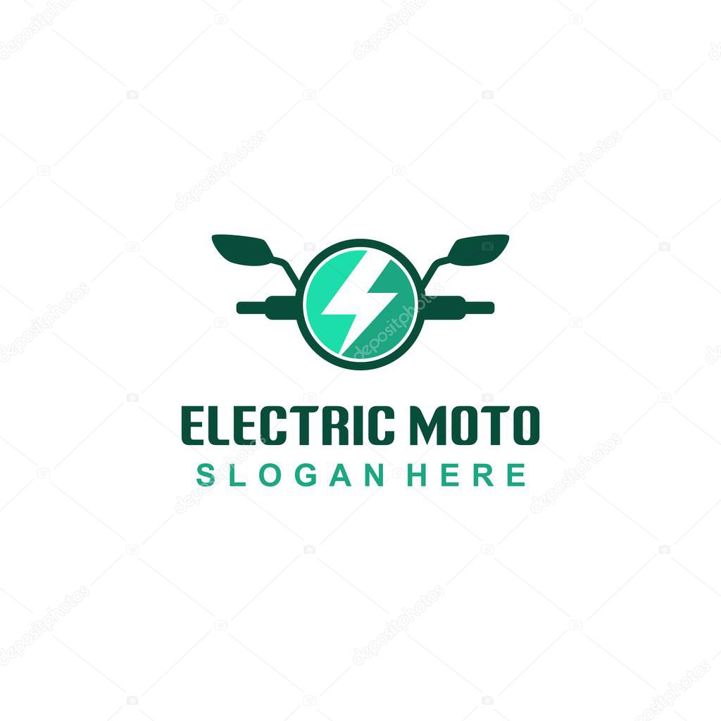 Motorcycle handlebar logo with green electric system symbol