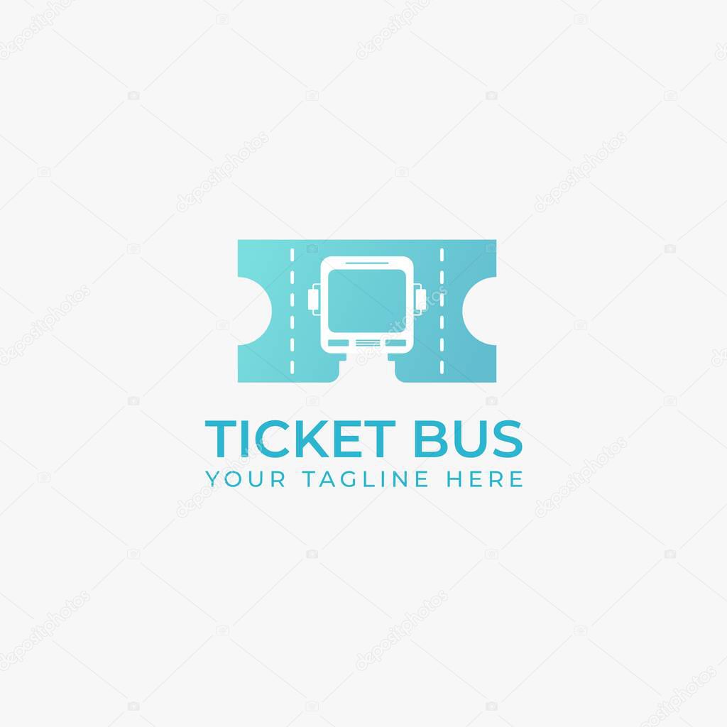 Vector bus ticket logo, ticket logo with a bus symbol in it