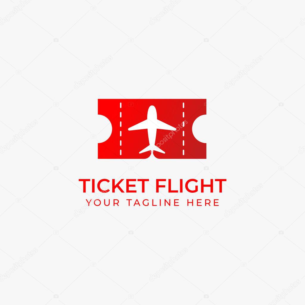 Vector airplane ticket logo, ticket logo with the airplane symbol in it