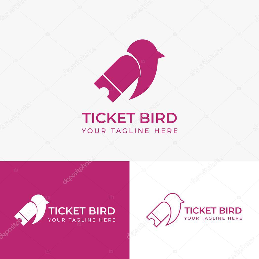 Vector bird ticket logo, combination ticket symbol with bird icon, for ticket sales logo