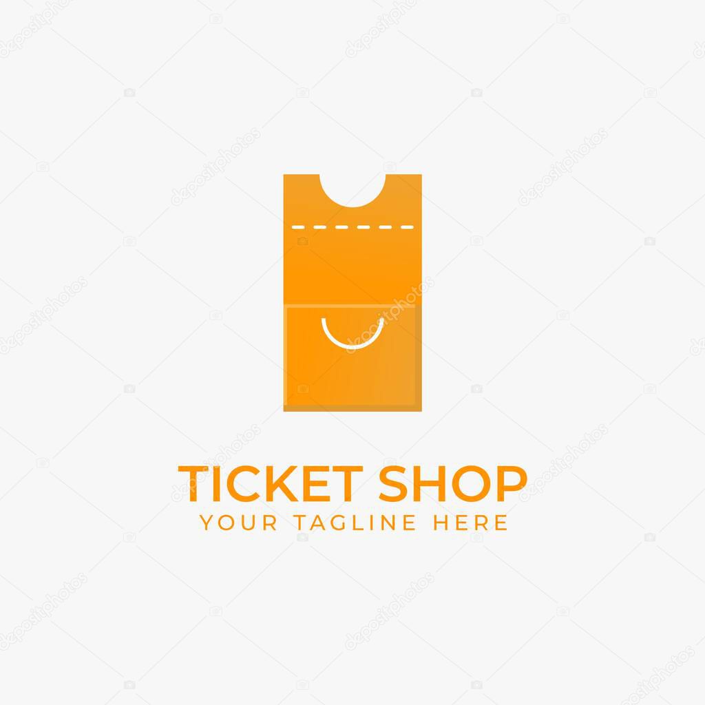 Vector shop ticket logo, ticket logo combined with shopping bag icon