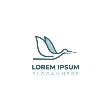 Uçan vinç logo vektörü, çizgi sanatı ve biçim biçimi