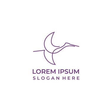 Uçan vinç logo vektörü, basit çizgi sanatı biçimi