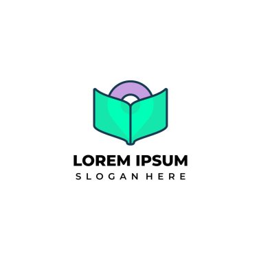 Kitap logosu, vektör konum simgeleriyle birleşimi