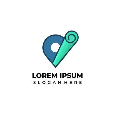 Kağıt kaydırma logosu, vektör konum simgesi ile kombinasyon