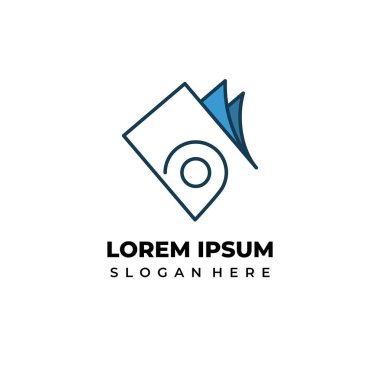 Harita kitabı logo vektör çizgisi sanat biçimi, konum kitabı pin simgesi