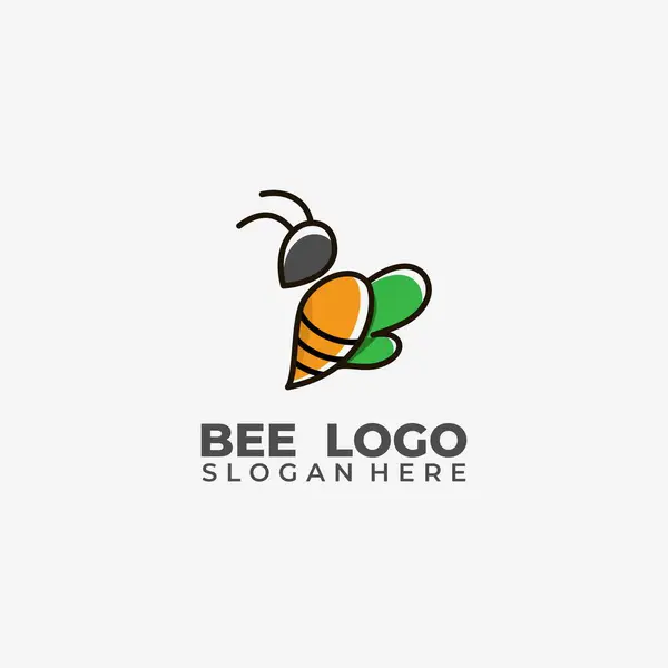 Ticari markalaşma için yeşil kanatlı eşsiz arı logosu tasarımı