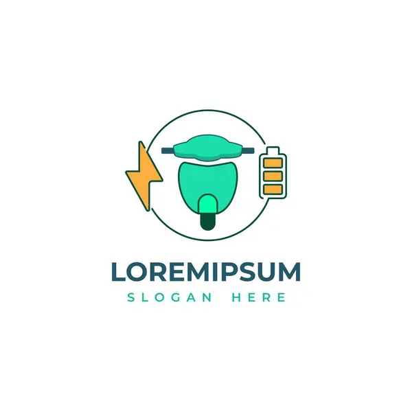 Elektrik motor logosu, daire ve pil sembolü ve elektrik sembolü.