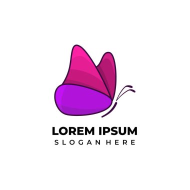 Mor ve pembe renkli güzel kelebek logosu
