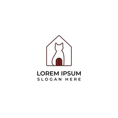 Kedi sembollü kombinasyon logosu, petshop logosu için mükemmel.