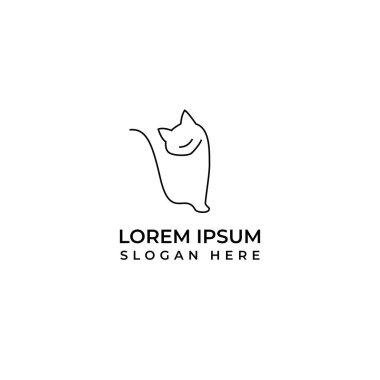 Şirin kedi logosu, modern çizgi sanat tasarımı.