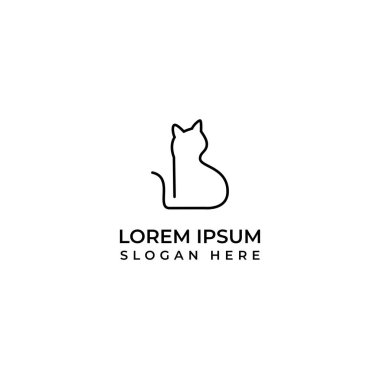 Şirin kedi logosu, modern çizgi sanat tasarımı.