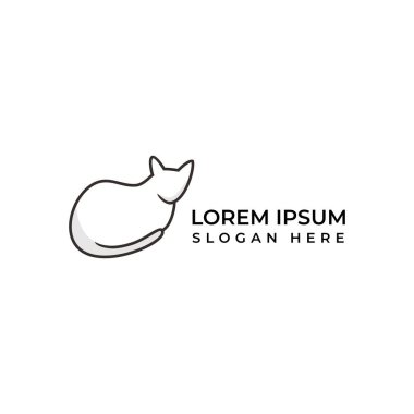 Basit kedi logosu, petshop logosu için siyah beyaz.