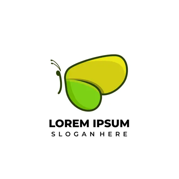 Sarı ve yeşil renkli güzel bir kelebeğin vektör logosu