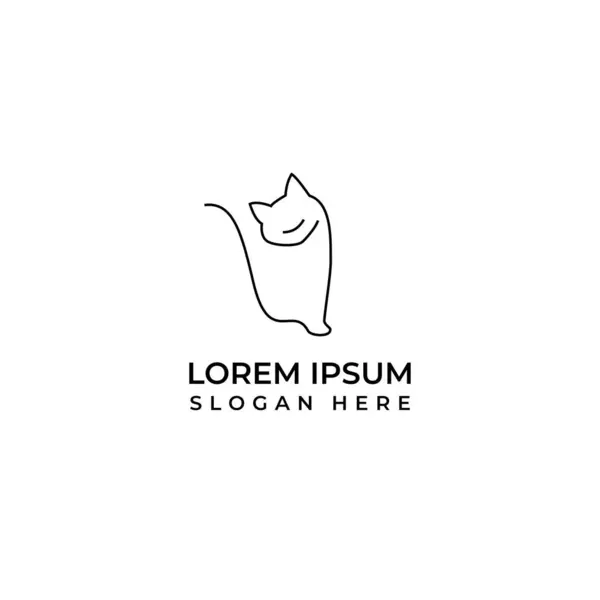 Şirin kedi logosu, modern çizgi sanat tasarımı.