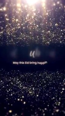 Bayram Mübarek altın baloncukları siyah arka planda tema animasyonu. Önemli zamansız anları kutlamak için canlandırılmış video iletisi.