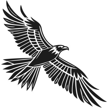Kel bir kartalın vektör klibi çizimi. Uçan kuş silueti vektör görüntüsü