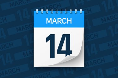 14 Mart takvim sayfası illüstrasyon arkaplanı 14 Mart