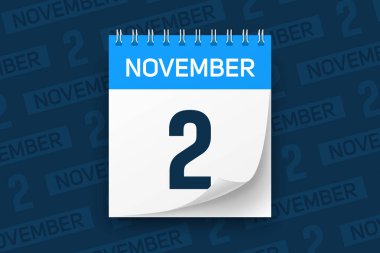 2 November date calendar page illustration background November 2 clipart