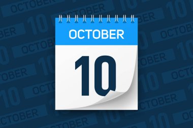 10 Ekim takvim sayfası illüstrasyon arkaplanı 10 Ekim