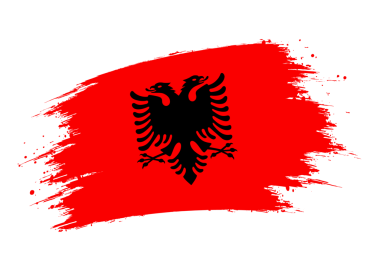 Arnavutluk bayrağı. Arnavutluk 'un izole grunge fırça darbesi bayrağı şeffaf png