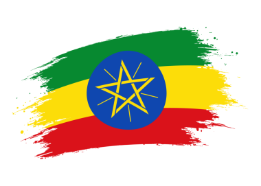 Etiyopya bayrağı. Etiyopya illüstrasyonunun ayrık grunge fırça darbesi bayrağı şeffaf png