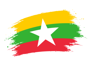 Myanmar bayrağı. Myanmar illüstrasyonunun izole edilmiş grunge fırça darbesi bayrağı şeffaf png