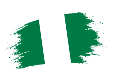 Nijerya bayrağı. Nijerya illüstrasyonunun izole edilmiş grunge fırça darbesi bayrağı şeffaf png