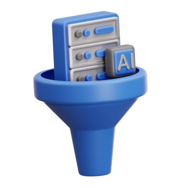 3D AI Veri Filtresi Huni Simgesi 2