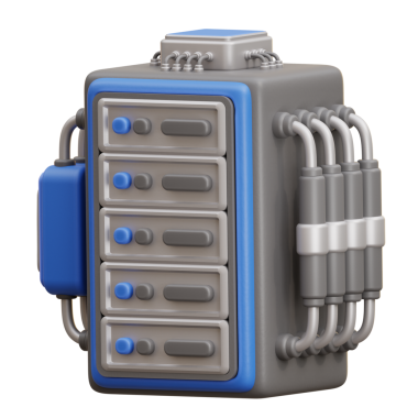 3D AI Sunucu Veri Merkezi Simgesi 3