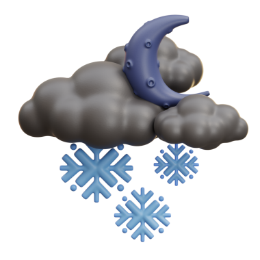 Ay çizgi film ikonu ile gece kar bulutu