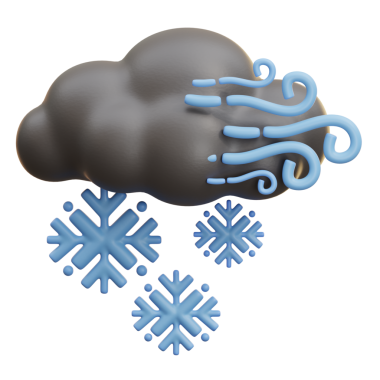 Rüzgâr karikatürü 3 boyutlu simgesi olan karlı bulut