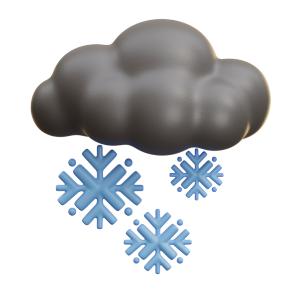 Düşen kar taneleri olan bulut 3 boyutlu simge