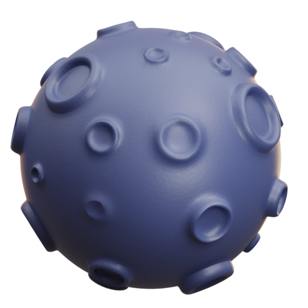 Üç boyutlu karikatür ay gezegen ikonu kraterlerle