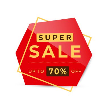 Kırmızı ve turuncu etiketli, beyaz arka planda süper indirimli. Vektör illüstrasyonu