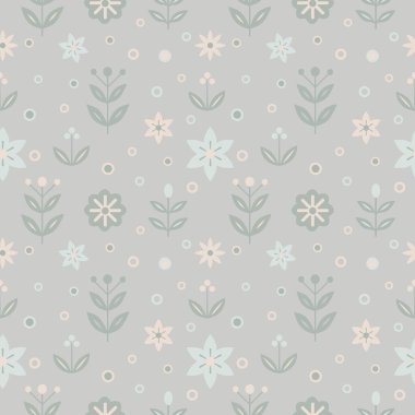Pastel yeşil tonlarda kusursuz bir İskandinav çiçek vektör çizimi. Özellikleri çiçekleri, yaprakları ve daireleri minimalist bir tarzda biçimlendirdi. Duvar kağıtları, tekstil ve kırtasiye için mükemmel..